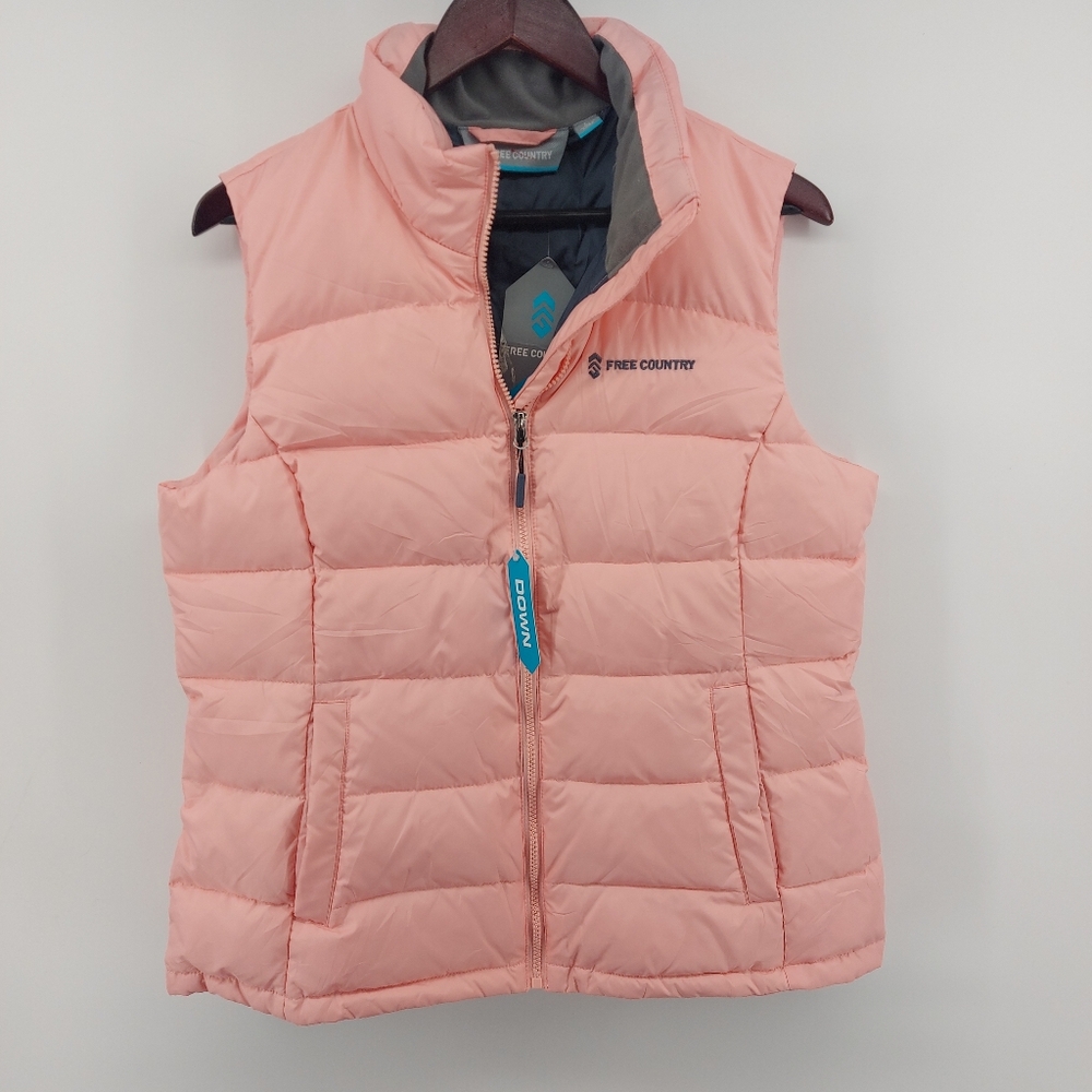 Free Country Downfilled Women's Pink Lightweight Quilted Vest Size Large